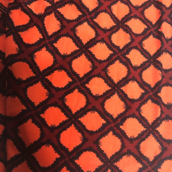 LuLaroe Bundle 2 Pairs Orange Patterned OS Legging - Picture 9 of 9